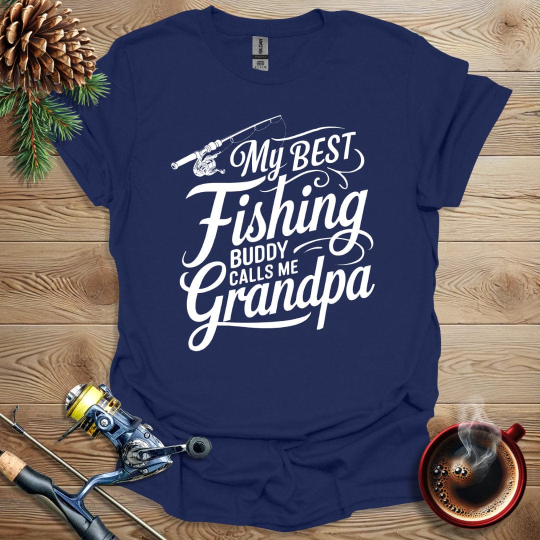 Printify T-Shirt My Best Fishing Buddy Calls Me Grandpa T-Shirt