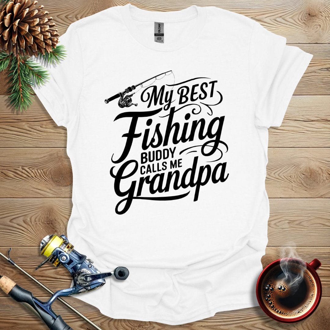 Printify T-Shirt My Best Fishing Buddy Calls Me Grandpa T-Shirt