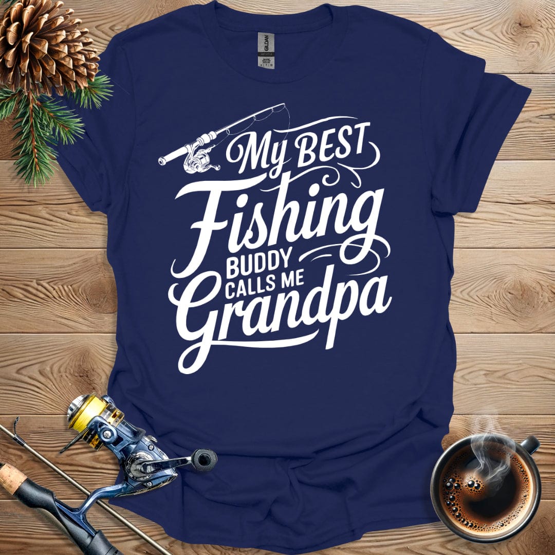 Printify T-Shirt My Best Fishing Buddy Calls Me Grandpa T-Shirt