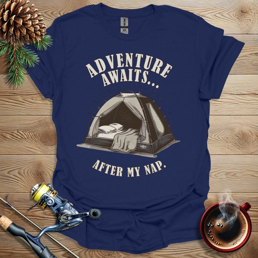 Printify T-Shirt Navy / S Adventure Awaits After My Nap T-Shirt