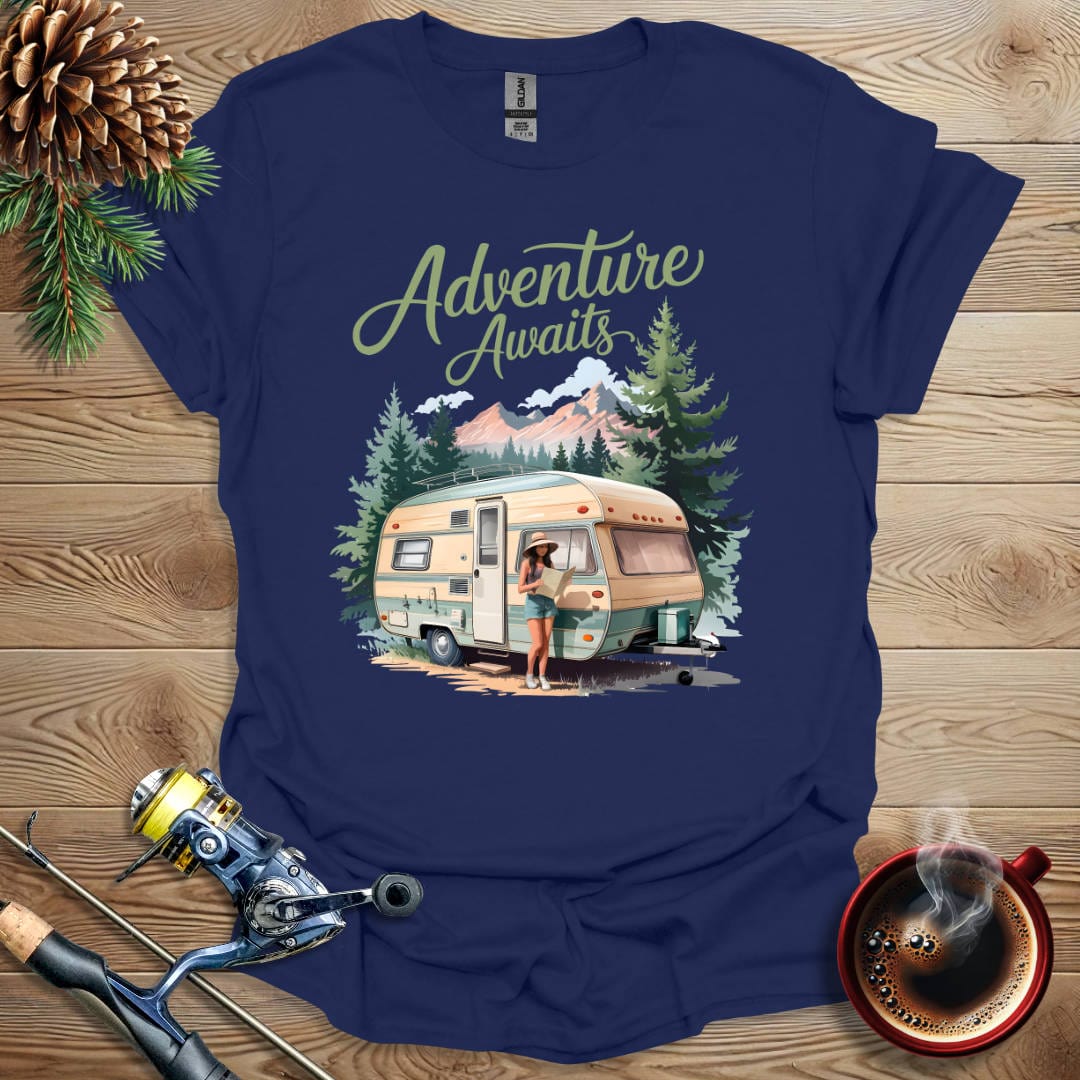 Printify T-Shirt Navy / S Adventure Awaits T-Shirt