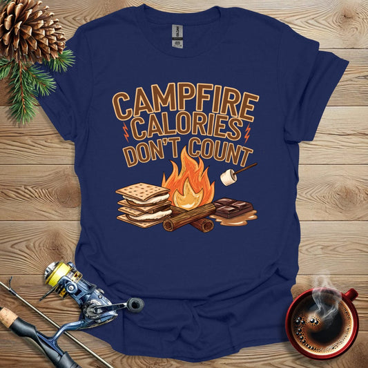 Printify T-Shirt Navy / S Campfire Calories Don't Count T-Shirt