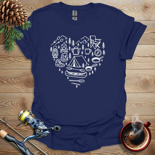 Printify T-Shirt Navy / S Camping Heart T-Shirt