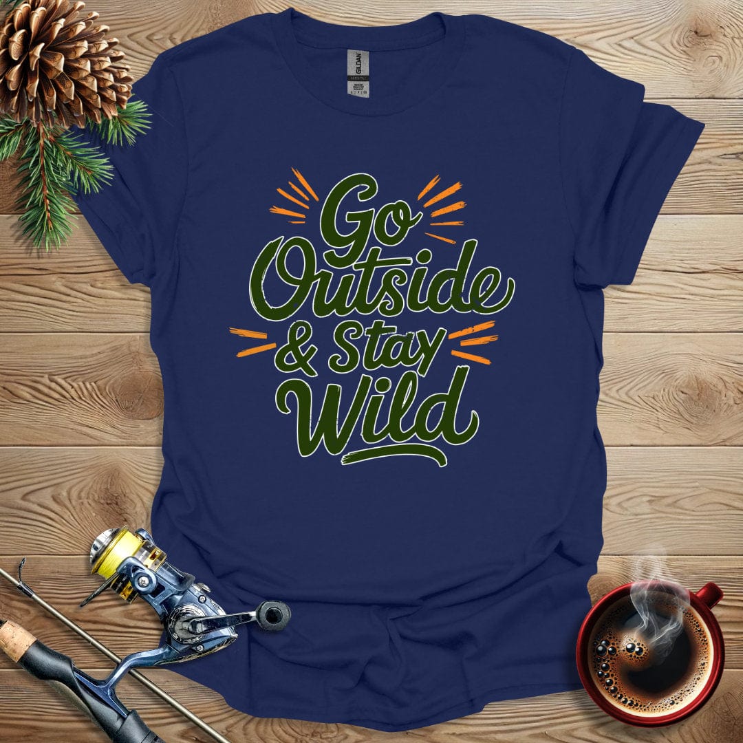 Printify T-Shirt Navy / S Go Outside & Stay Wild - Text T-Shirt