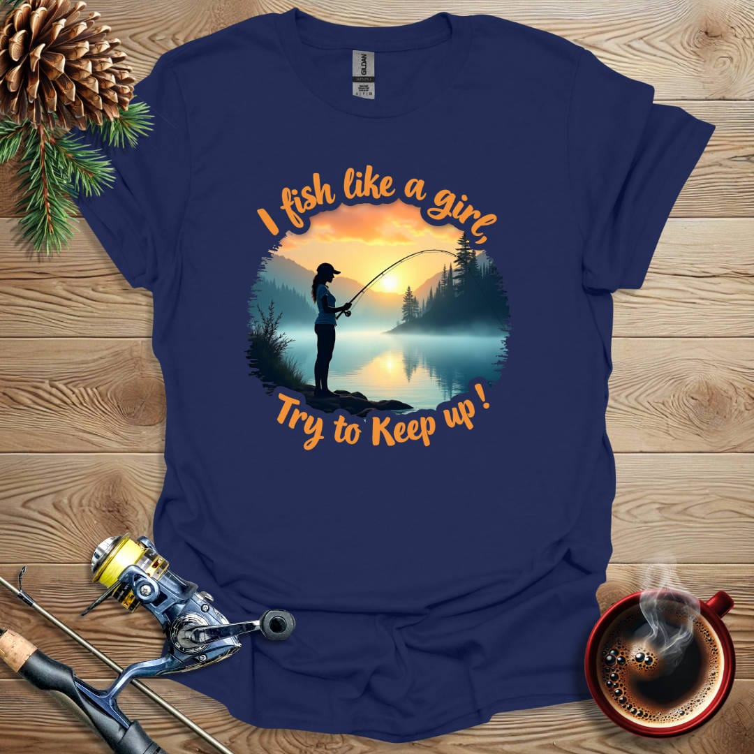Printify T-Shirt Navy / S I Fish Like A Girl T-Shirt