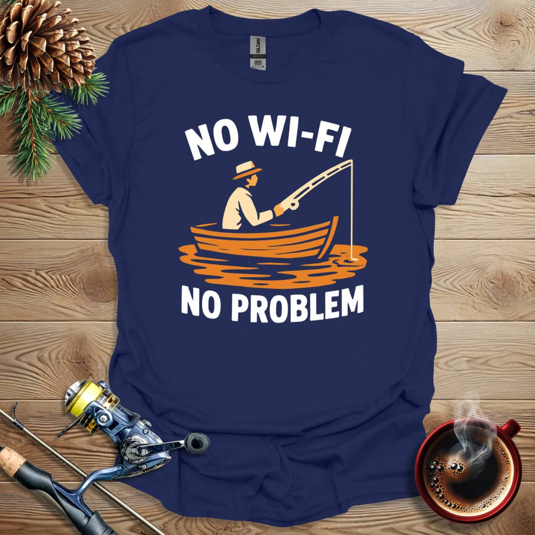 Printify T-Shirt Navy / S No WiFi No Problem T-Shirt