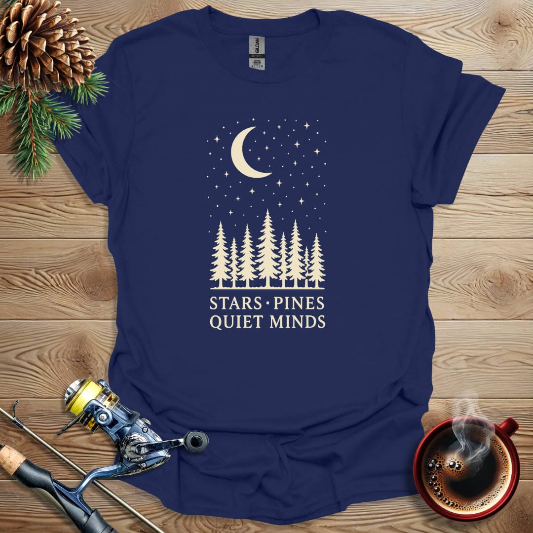 Printify T-Shirt Navy / S Stars Pines Quiet Minds T-Shirt