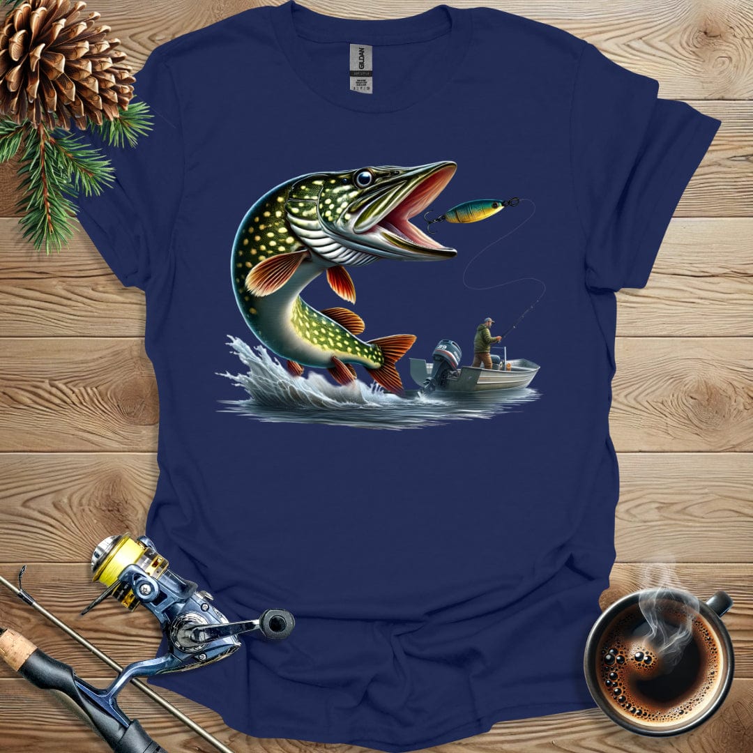 Printify T-Shirt Northern Pike Jump T-Shirt