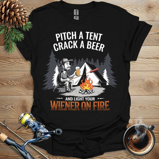 Printify T-Shirt Pitch a Tent Crack a Beer - Dark Shirts T-Shirt