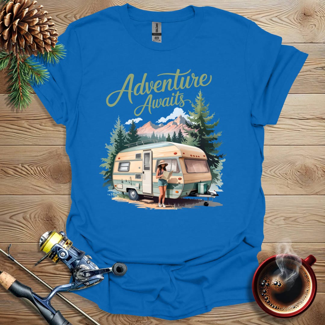 Printify T-Shirt Royal / S Adventure Awaits T-Shirt