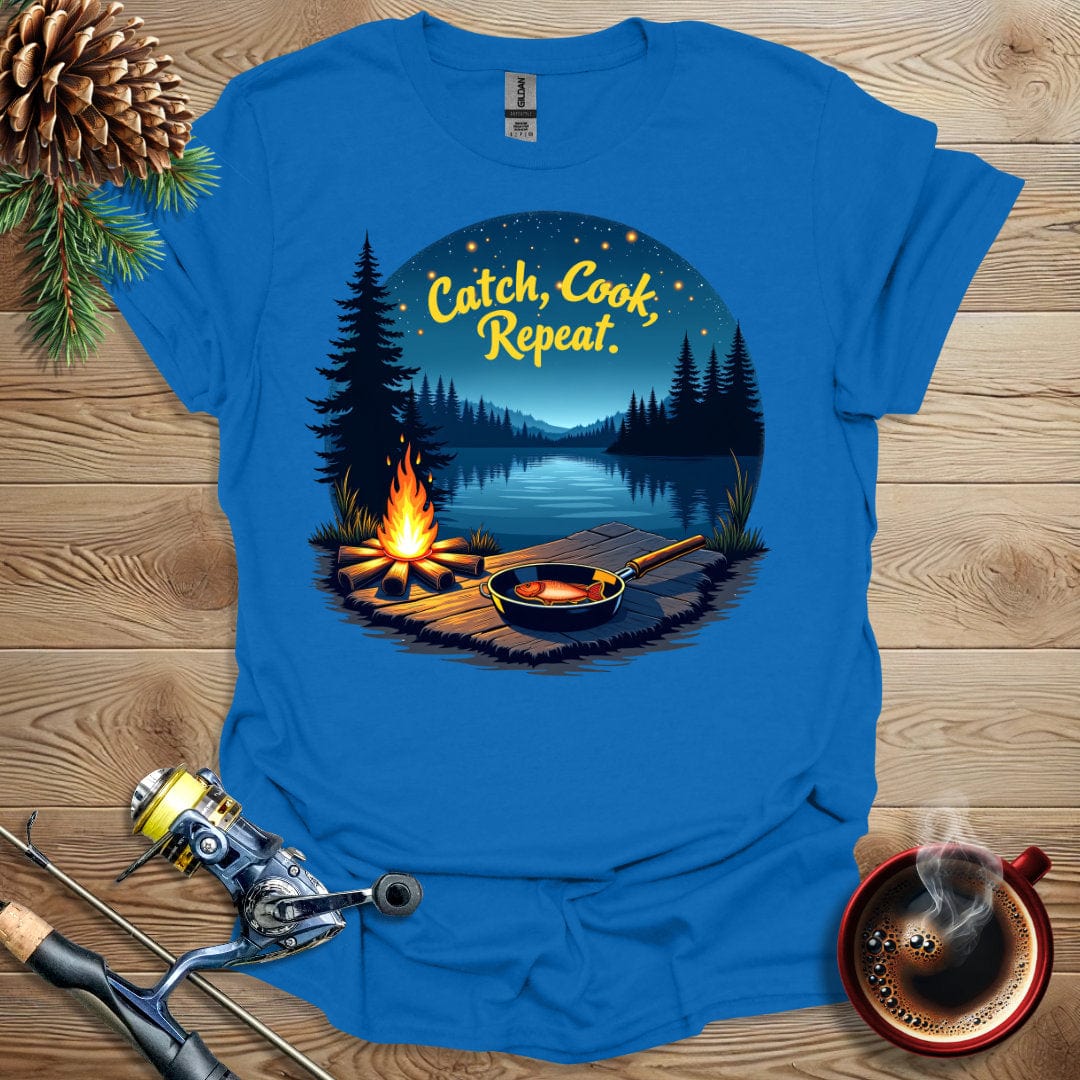 Printify T-Shirt Royal / S Catch Cook Repeat T-Shirt