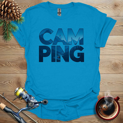 Printify T-Shirt Sapphire / S Cam-Ping Text T-Shirt