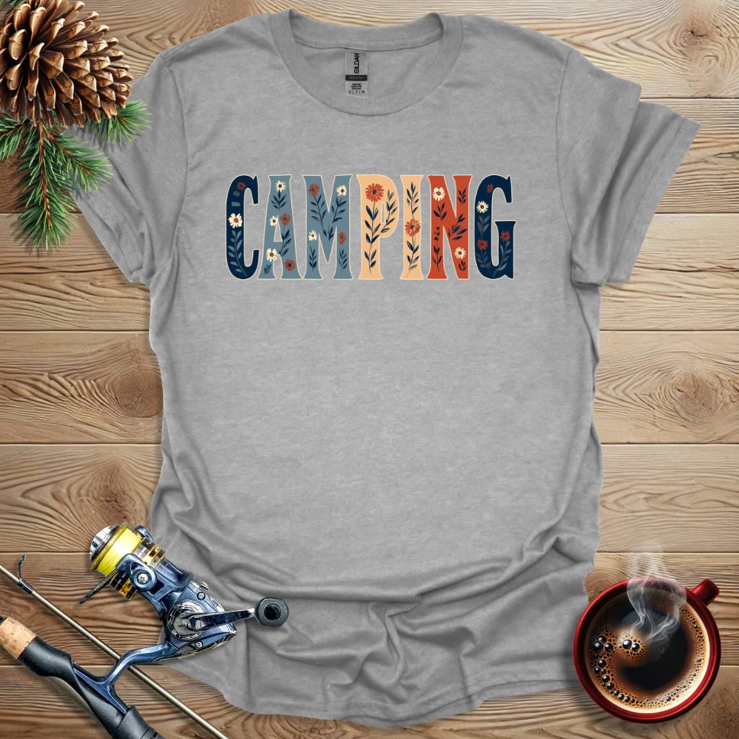 Printify T-Shirt Sport Grey / S Camping - Flower Text T-Shirt