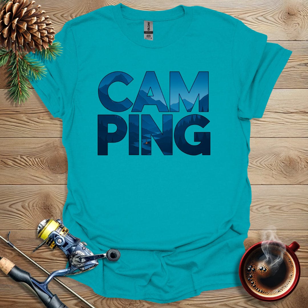 Printify T-Shirt Tropical Blue / S Cam-Ping Text T-Shirt