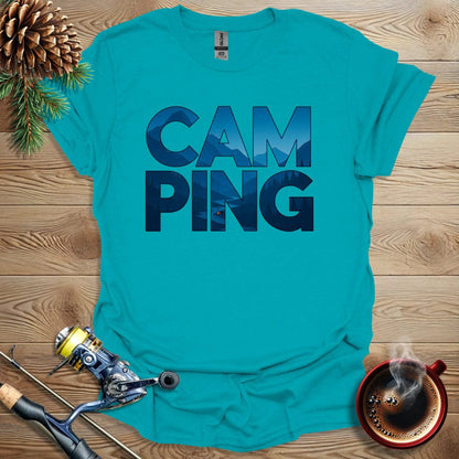 Printify T-Shirt Tropical Blue / S Cam-Ping Text T-Shirt