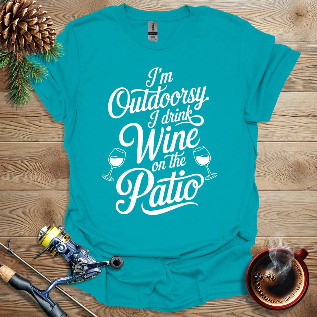 Printify T-Shirt Tropical Blue / S I'm Outdoorsy - Wine Patio T-Shirt