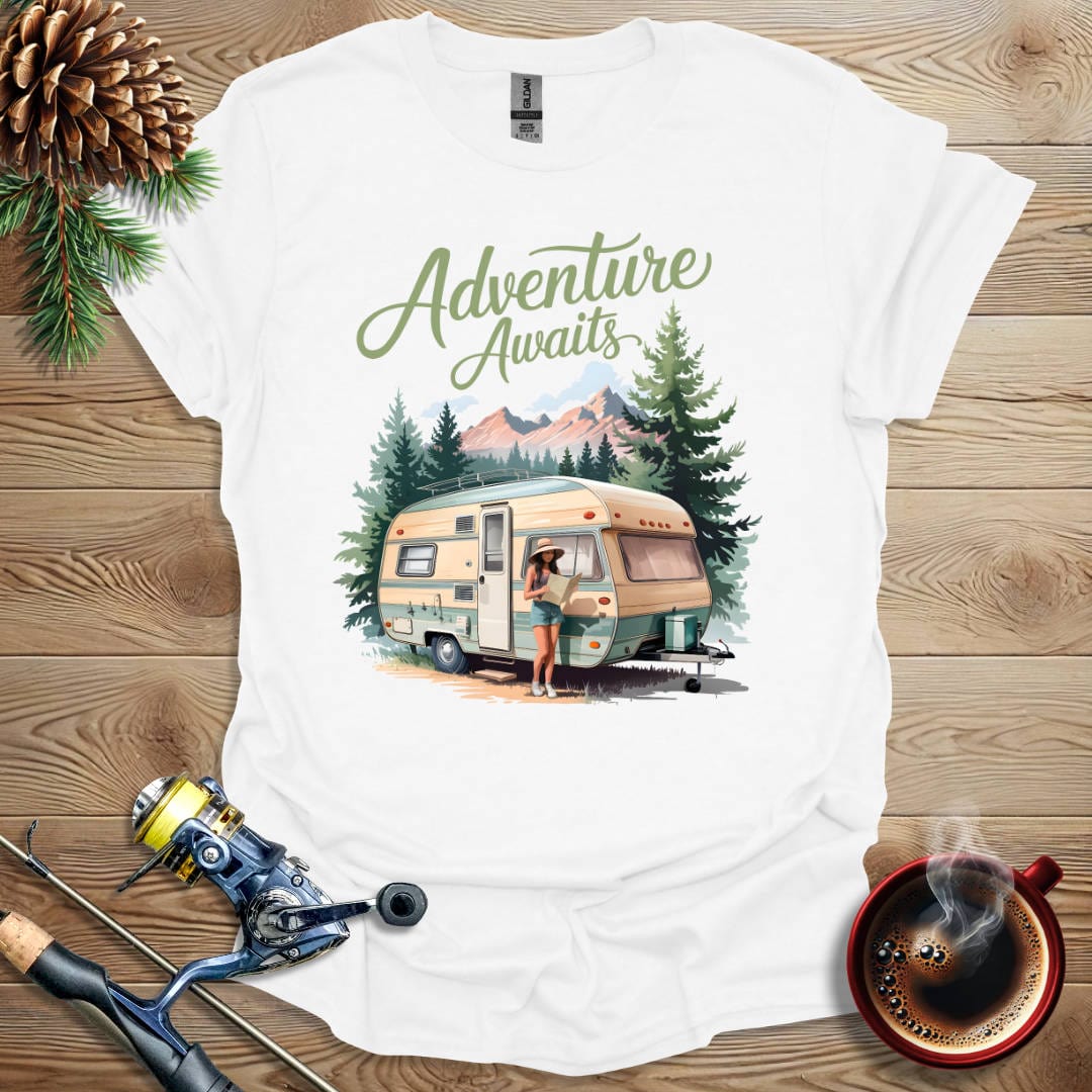 Printify T-Shirt White / S Adventure Awaits T-Shirt