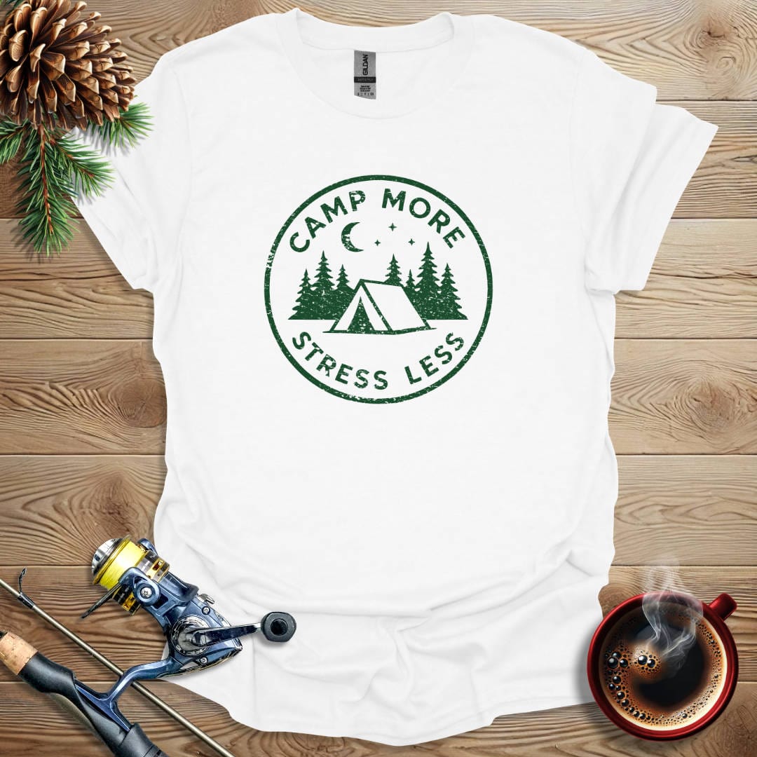 Printify T-Shirt White / S Camp More Stress Less T-Shirt